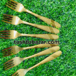 Stainless Steel Full Golden Color Fork Spoon Set (6 Pcs, L-6″ W-1.00″) Inch