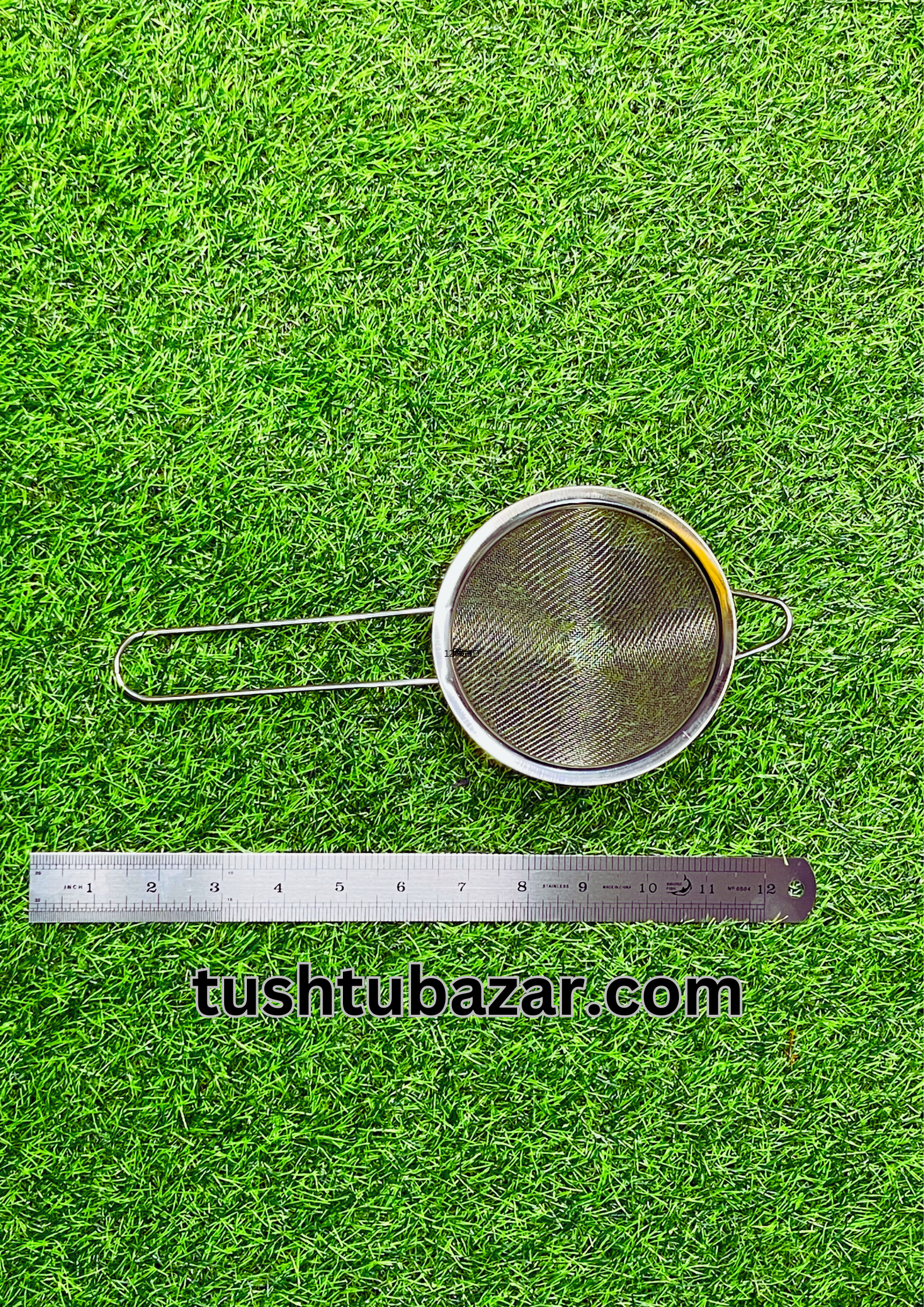Tushtu-Bazar-2-2-1.png Chakni/Stainless Steel Strainer Small/ স্টিলের ছাঁকনি ছোট ( 10.5" X 5"/ ১০.৫" x ৫") Inch - Image 1