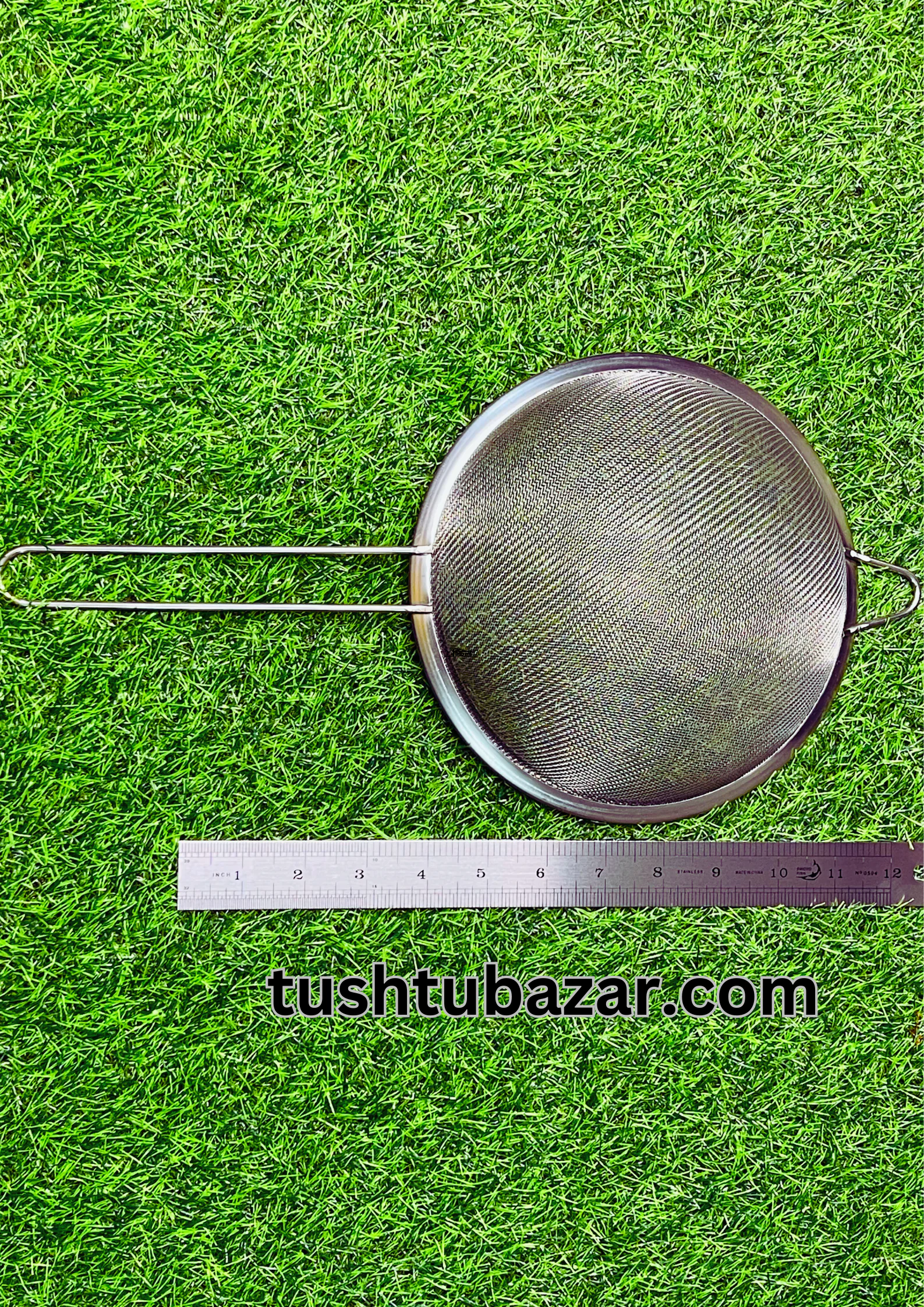 Tushtu-Bazar-22-2.png Chakni/Stainless Steel Strainer Big/ স্টিলের ছাঁকনি বড় ( 15" X 8"/ ১৫" x ৮") Inch - Image 1